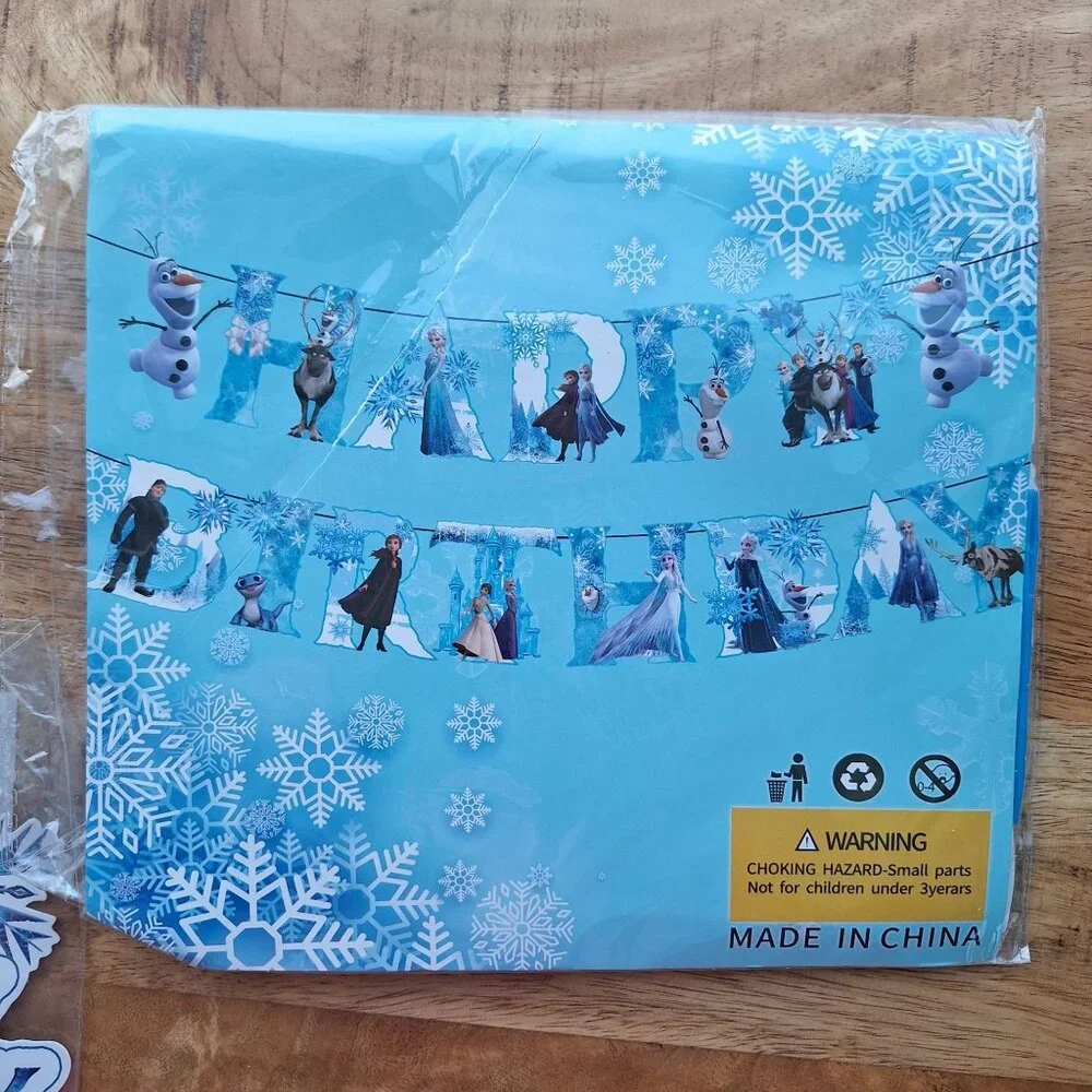 Frozen Themed Birthday Party Banner Characters Snowflakes Princess Winter‎ Cold